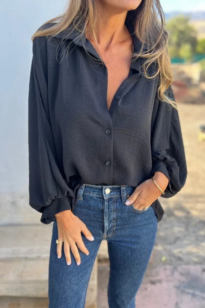 Blusas casuales de cuello vuelto con botones para uso diario (5 colores)