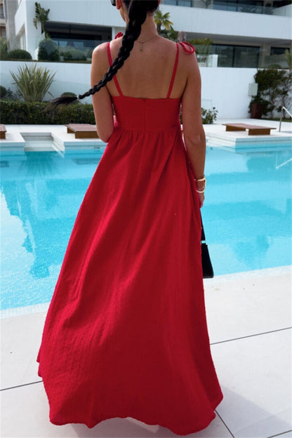 Vestidos largos sexys de vacaciones con escote halter, espalda descubierta y cinturón (4 colores)