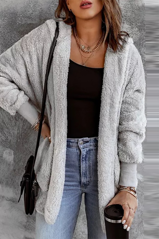 Prenda exterior informal de cuello tipo cárdigan esponjoso para uso diario (5 colores)