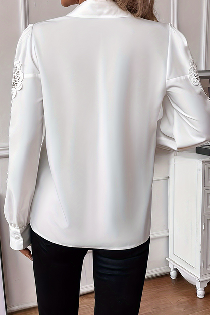 Blusas casuales de cuello vuelto con botones de encaje para uso diario