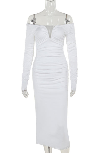 Vestidos sexis de patchwork con espalda descubierta, fruncidos y escote en V profundo con falda cruzada