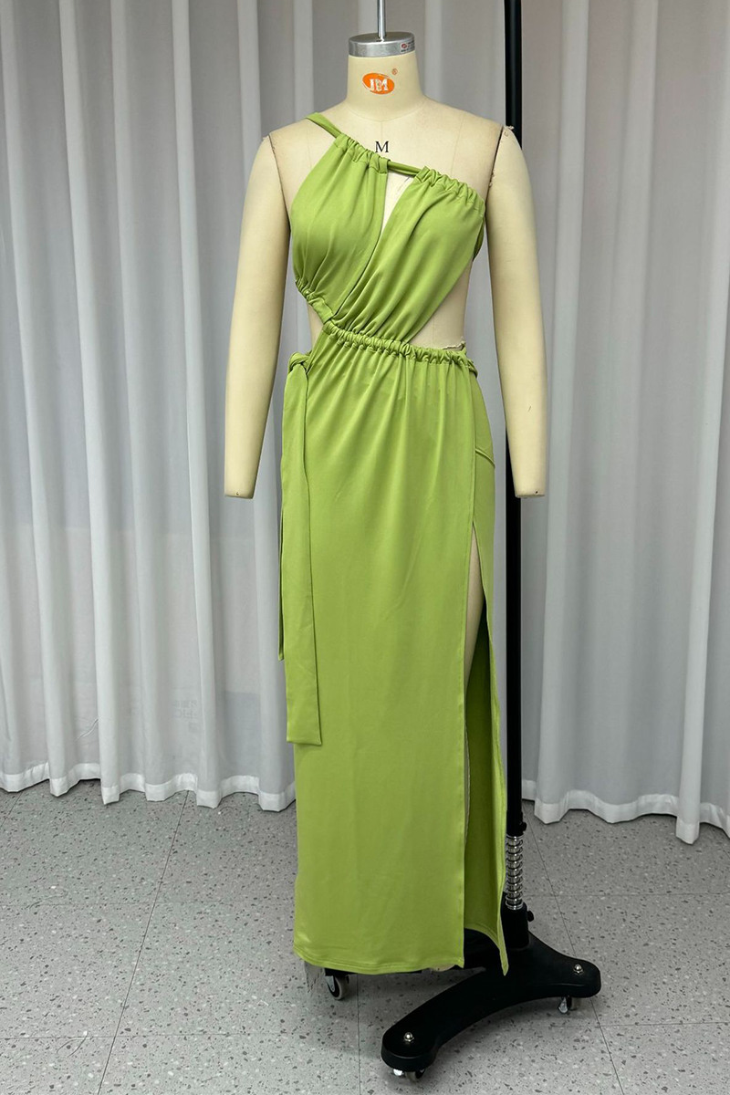 Vestidos irregulares con cuello oblicuo y abertura sexy
