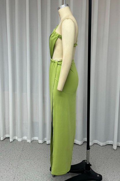 Vestidos irregulares con cuello oblicuo y abertura sexy