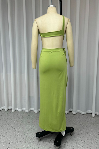 Vestidos irregulares con cuello oblicuo y abertura sexy
