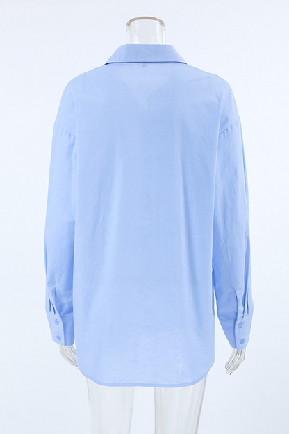 Blusas casuales de cuello vuelto con botones para uso diario