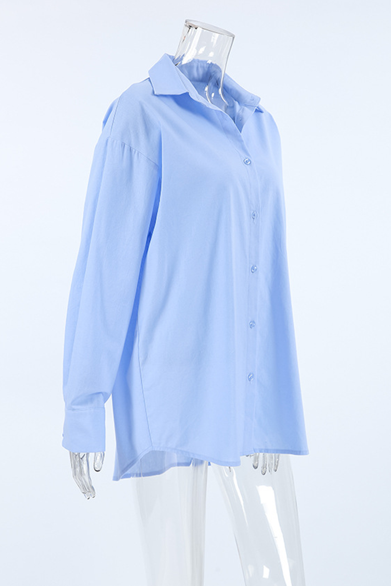 Blusas casuales de cuello vuelto con botones para uso diario