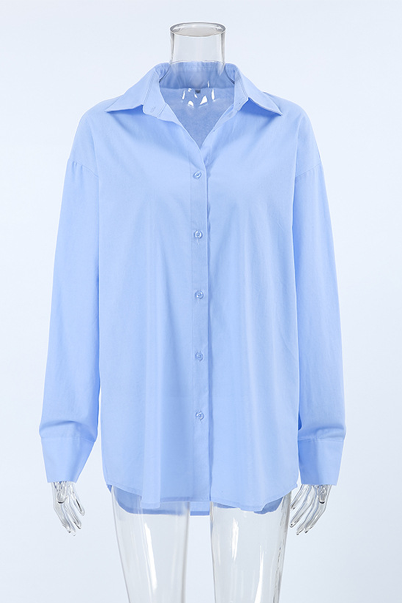 Blusas casuales de cuello vuelto con botones para uso diario