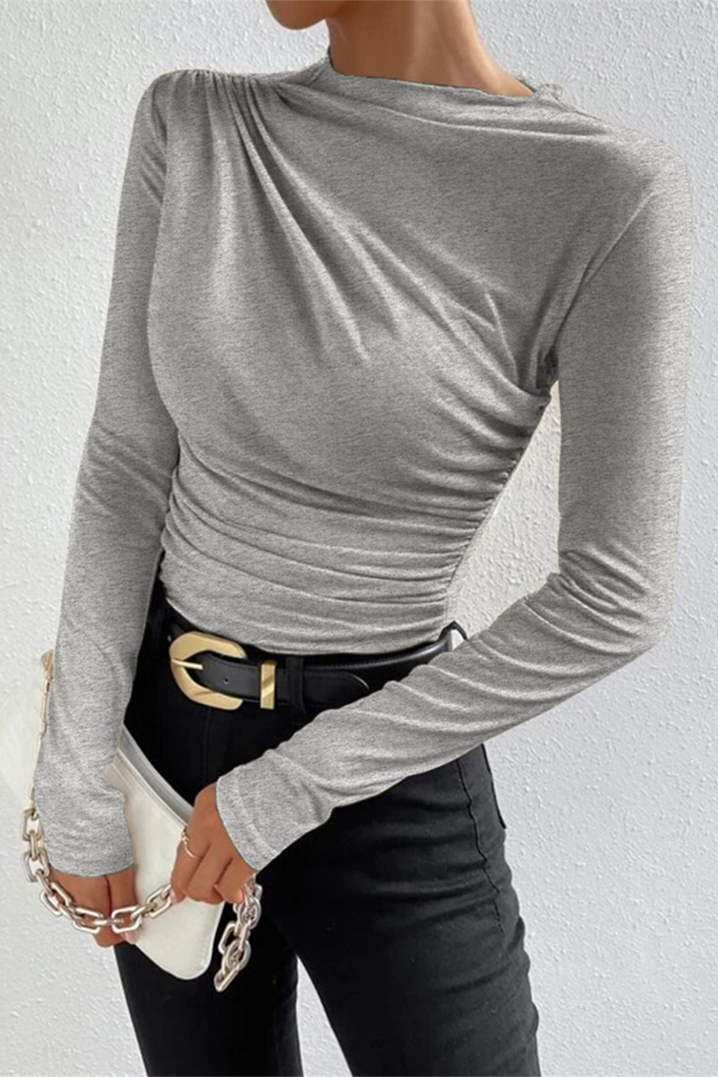 Tops casuales de cuello alto fruncido para uso diario (5 colores)