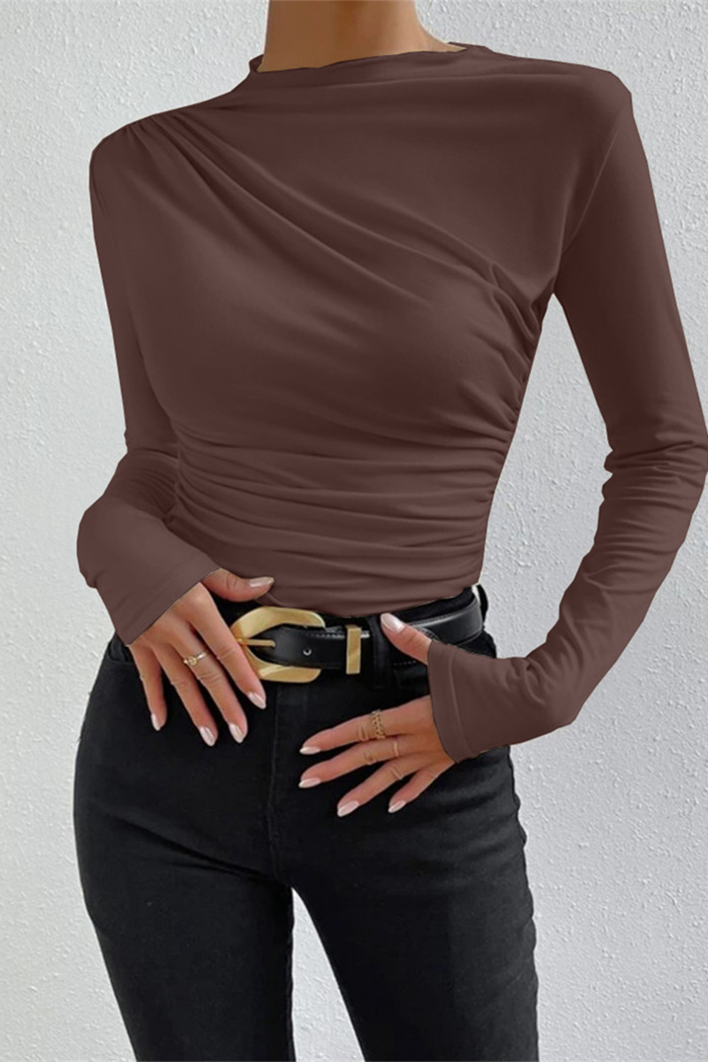 Tops casuales de cuello alto fruncido para uso diario (5 colores)