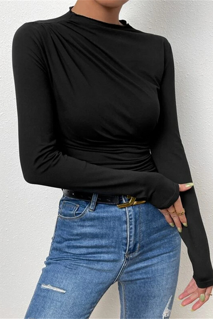 Tops casuales de cuello alto fruncido para uso diario (5 colores)