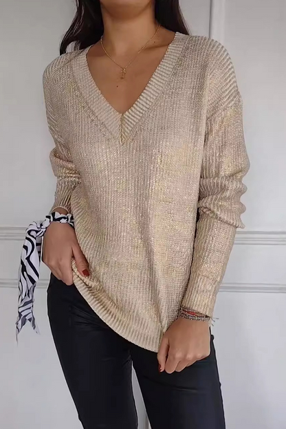 Suéteres casuales de cuello en V con patchwork para uso diario (5 colores)