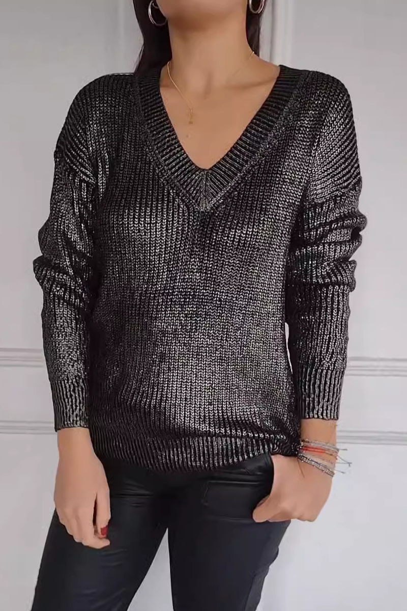Suéteres casuales de cuello en V con patchwork para uso diario (5 colores)