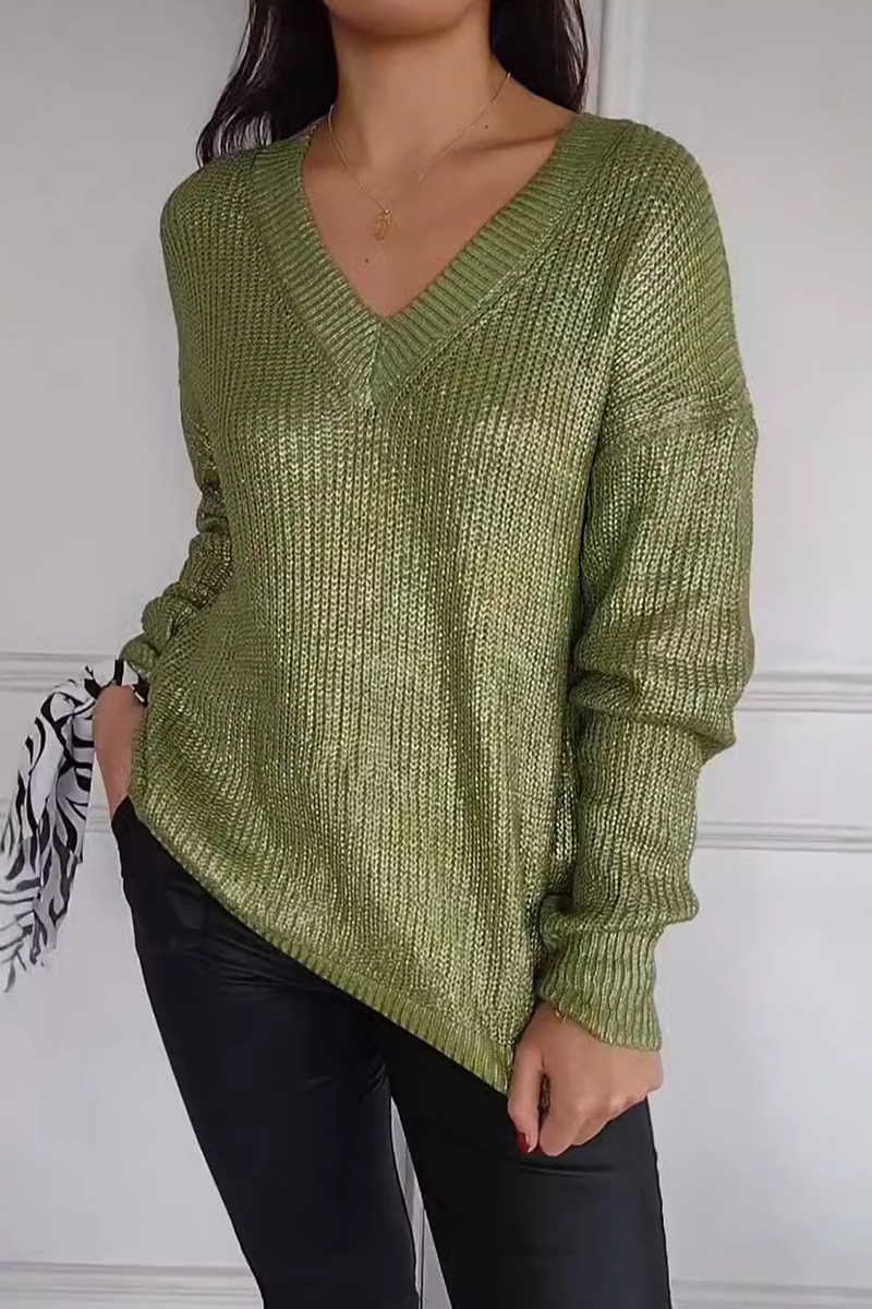 Suéteres casuales de cuello en V con patchwork para uso diario (5 colores)