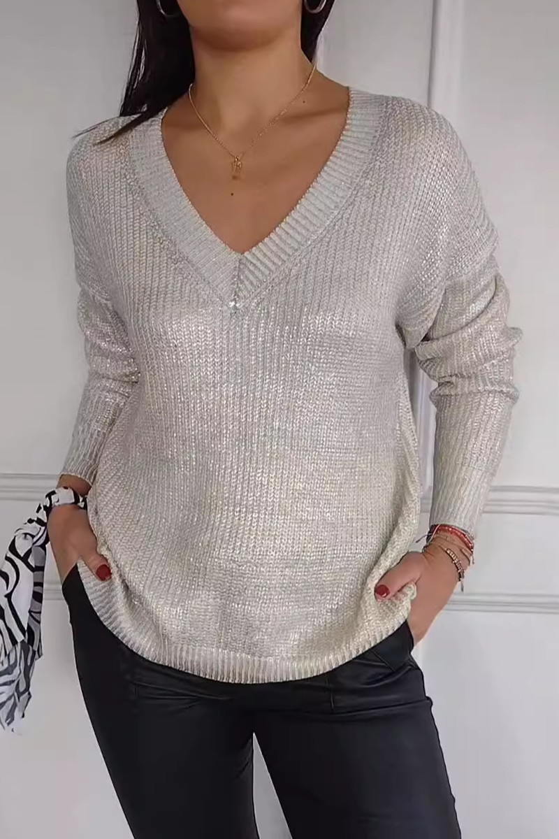 Suéteres casuales de cuello en V con patchwork para uso diario (5 colores)