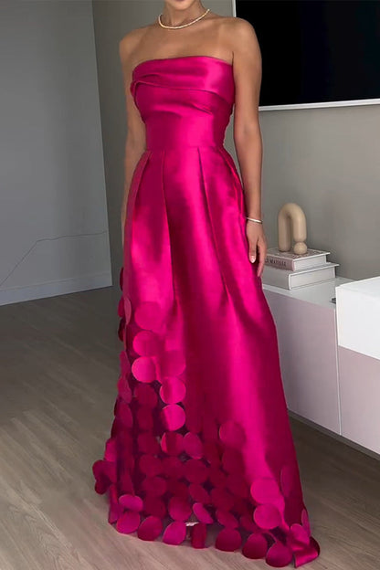 Vestidos de noche casuales con patchwork fruncidos y sin tirantes para fiesta de graduación