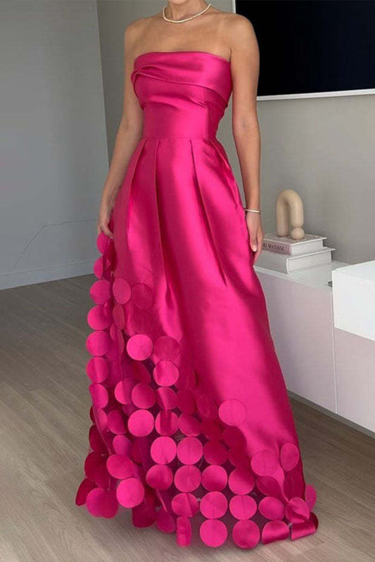 Vestidos de noche casuales con patchwork fruncidos y sin tirantes para fiesta de graduación