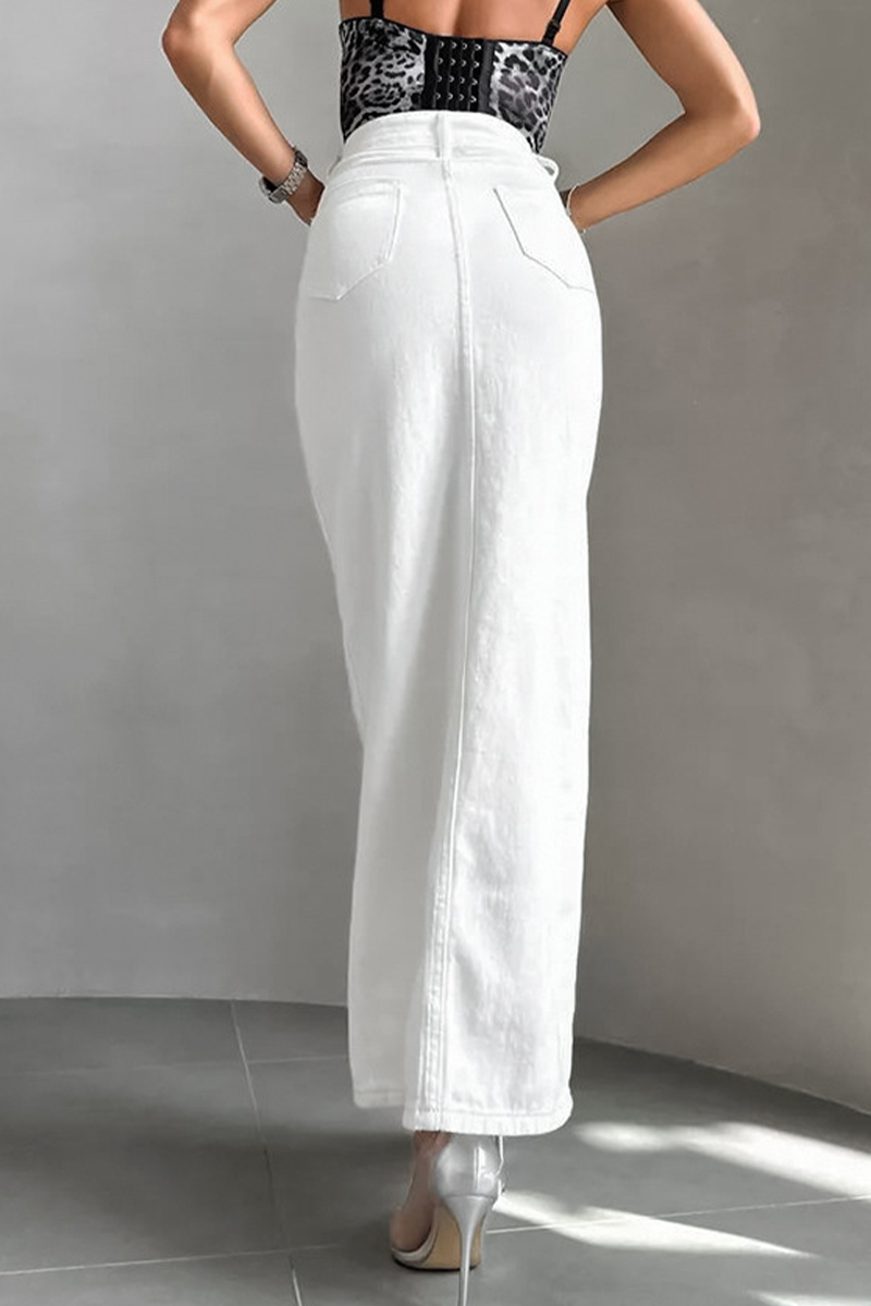 Pantalones rectos de cintura alta con hebilla de bolsillo para uso diario informal