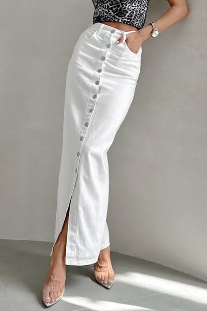 Pantalones rectos de cintura alta con hebilla de bolsillo para uso diario informal