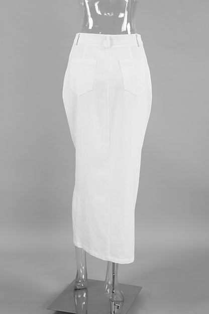 Pantalones rectos de cintura alta con hebilla de bolsillo para uso diario informal