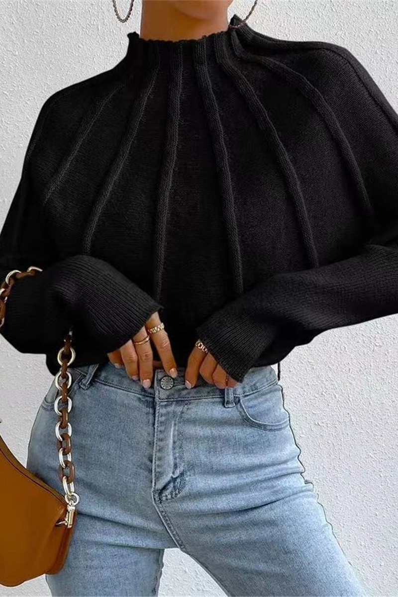 Suéteres casuales de cuello alto con tejido patchwork para uso diario (3 colores)
