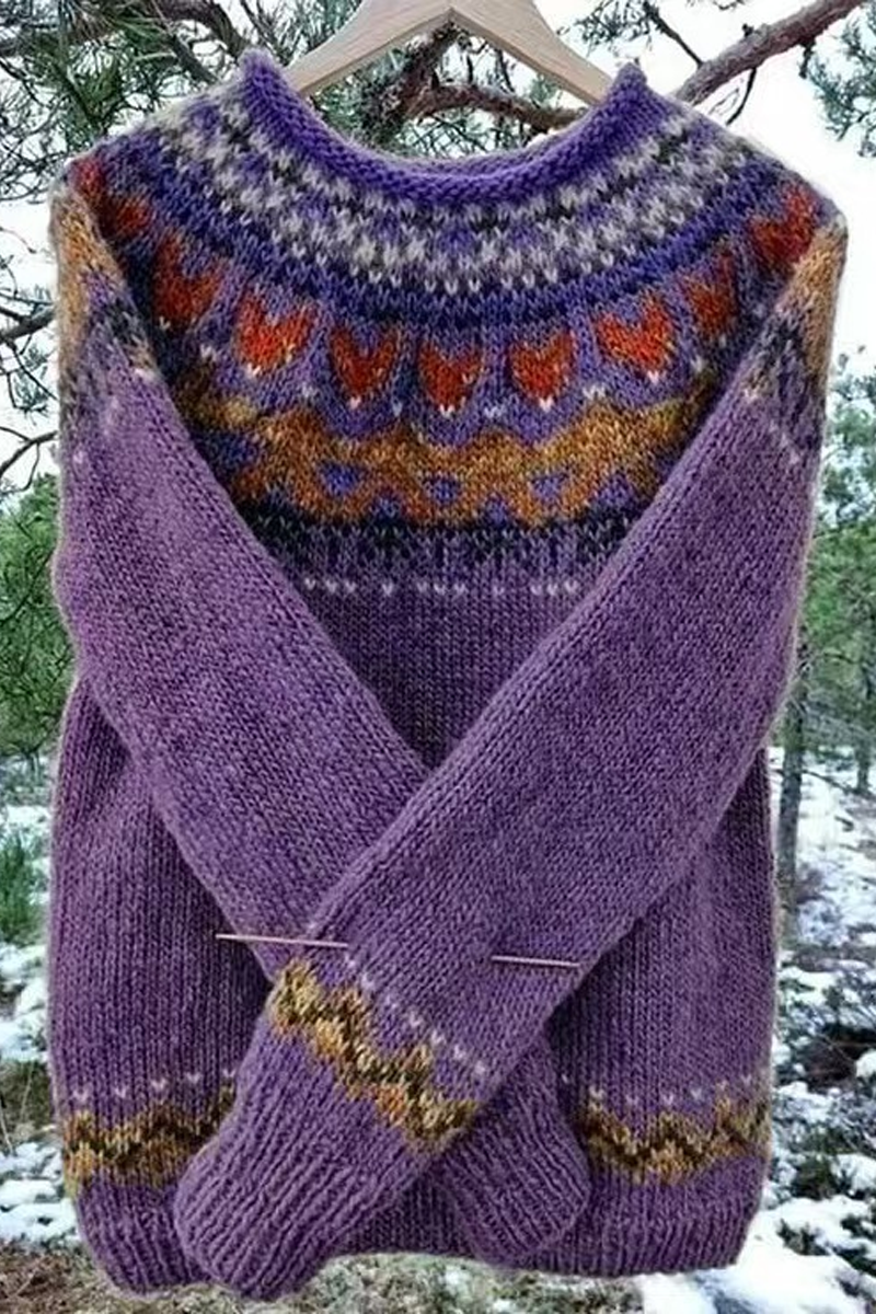 Suéteres casuales de cuello redondo con rayas geométricas en contraste para uso diario (9 colores)