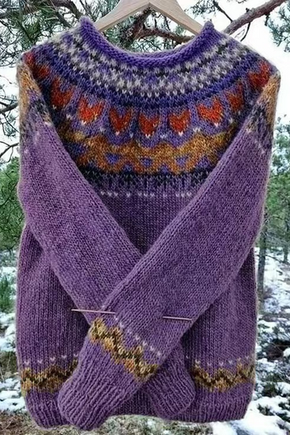 Suéteres casuales de cuello redondo con rayas geométricas en contraste para uso diario (9 colores)