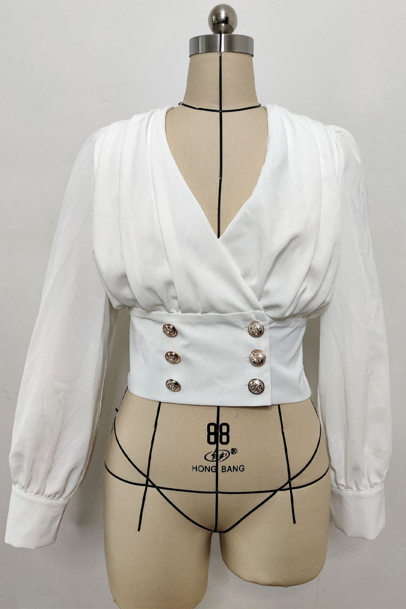 Blusas elegantes de cuello en V con botones para uso diario (3 colores)