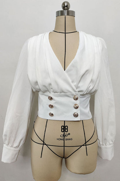 Blusas elegantes de cuello en V con botones para uso diario (3 colores)