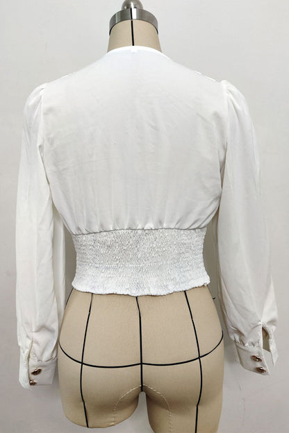 Blusas elegantes de cuello en V con botones para uso diario (3 colores)