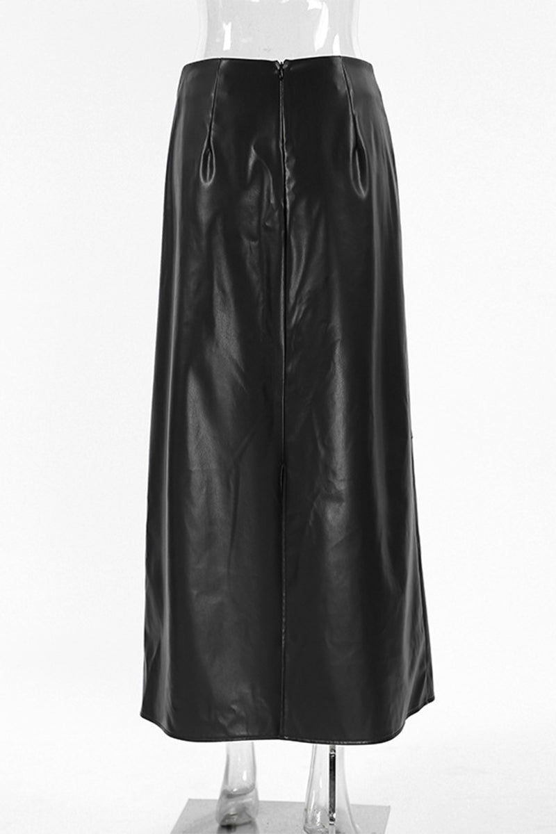 Elegant Patchwork Zipper Regular High Waist Bottoms