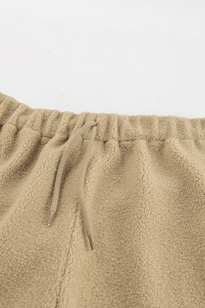 Pantalones casuales de calle con bolsillos, cordones, suaves, sueltos, de cintura alta y pierna ancha
