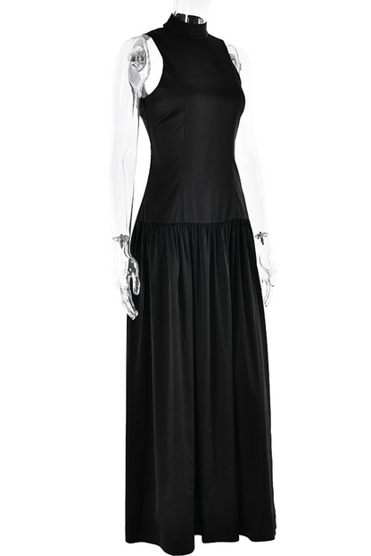 Vestidos sexys sin mangas con cuello halter fruncido y espalda descubierta