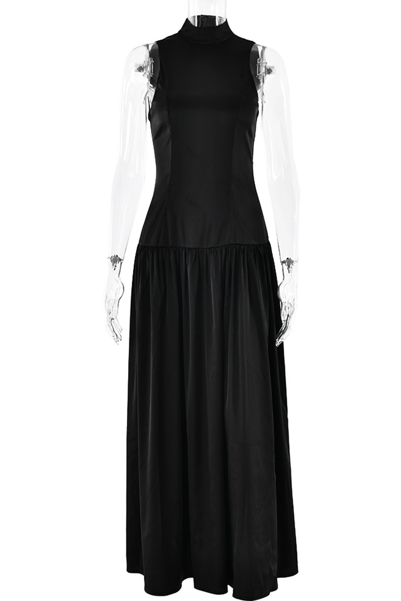 Vestidos sexys sin mangas con cuello halter fruncido y espalda descubierta