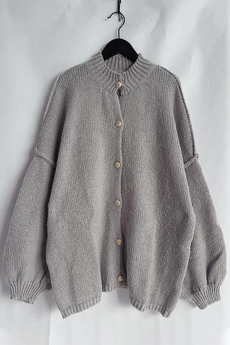 Prendas de abrigo informales de cuello redondo con botones para uso diario (5 colores)