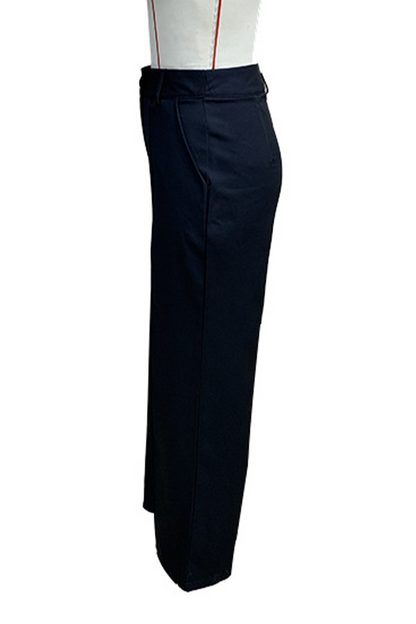 Pantalones rectos de cintura alta, holgados, informales, con bolsillos y botones para uso diario (3 colores)