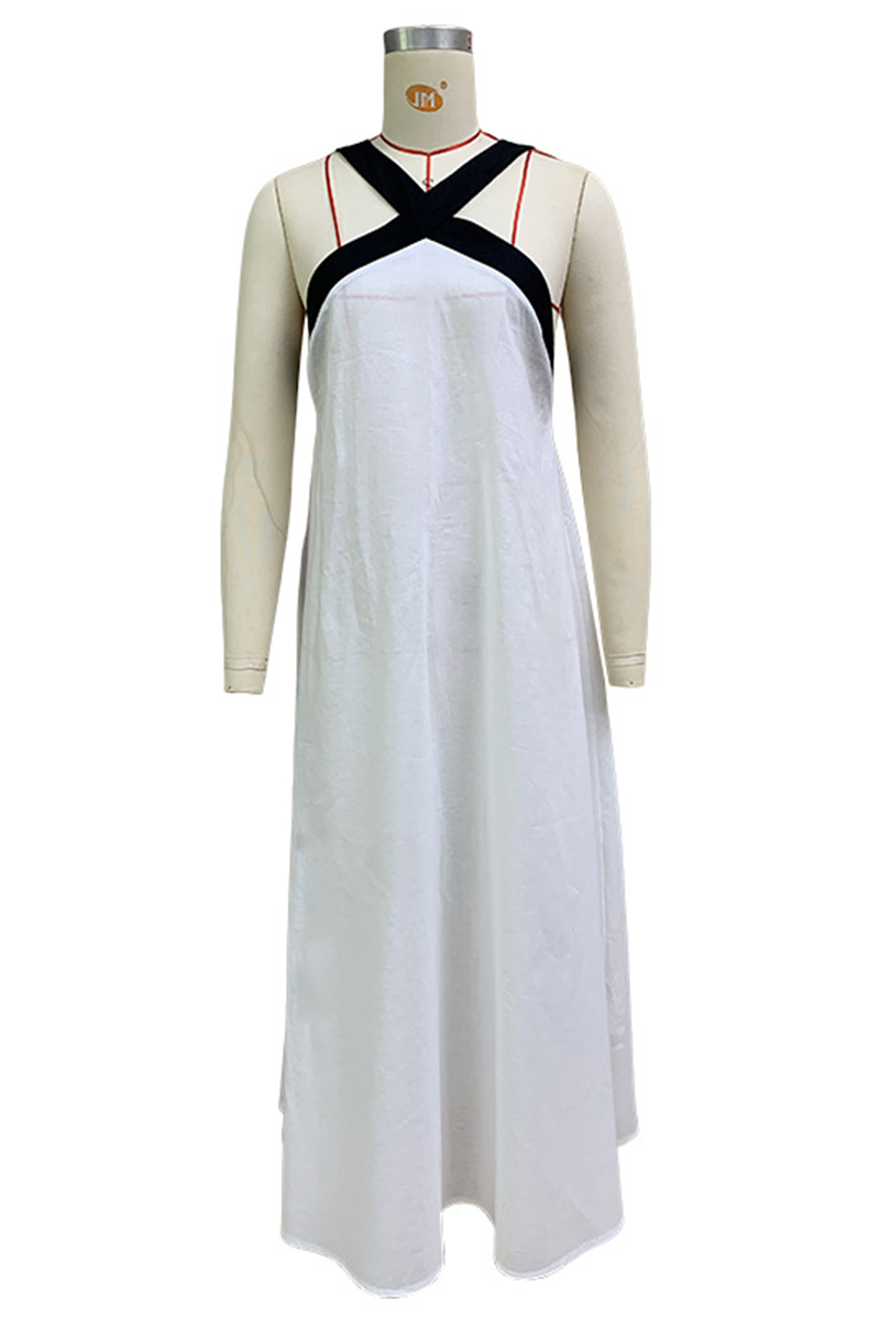 Vestidos casuales con cuello en V, tirantes y patchwork en contraste