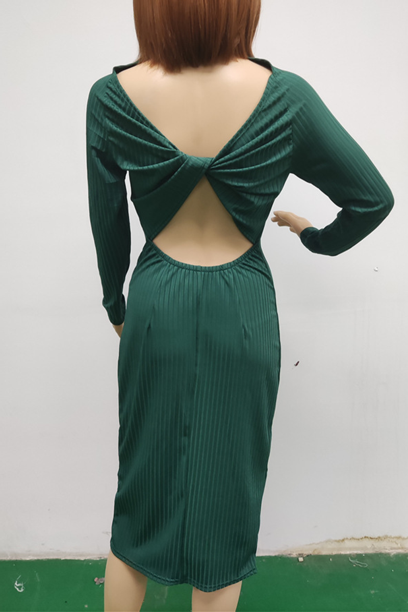Vestidos sexys de diario con falda cruzada, escote redondo y espalda descubierta