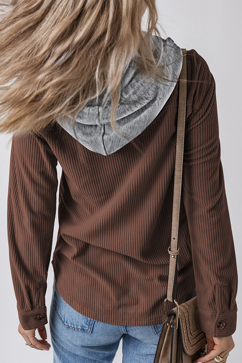 Sudadera informal con capucha y botones de cordón para uso diario (7 colores)