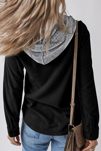 Sudadera informal con capucha y botones de cordón para uso diario (7 colores)