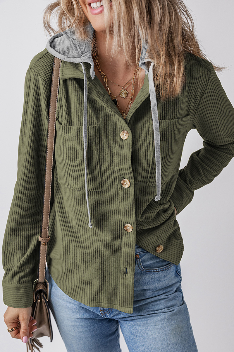 Sudadera informal con capucha y botones de cordón para uso diario (8 colores)