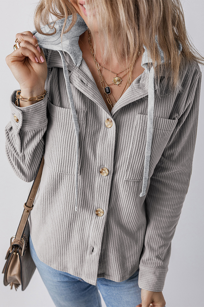 Casual Daily Draw String Buttons Patchwork Contrast Hooded Tops