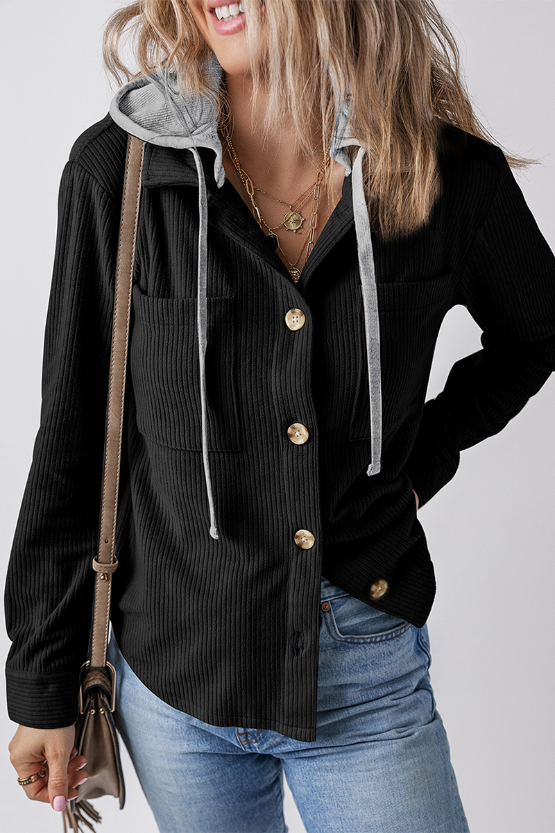 Sudadera informal con capucha y botones de cordón para uso diario (8 colores)