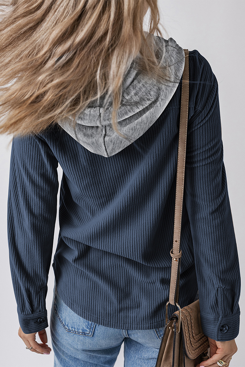 Sudadera informal con capucha y botones de cordón para uso diario (7 colores)
