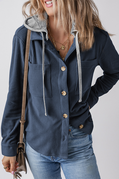 Sudadera informal con capucha y botones de cordón para uso diario (8 colores)