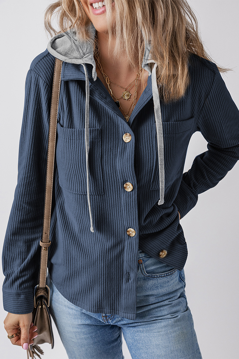 Sudadera informal con capucha y botones de cordón para uso diario (7 colores)