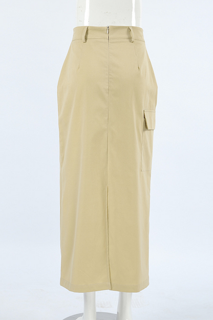 Pantalones rectos de cintura alta con abertura y cremallera elegantes de uso diario