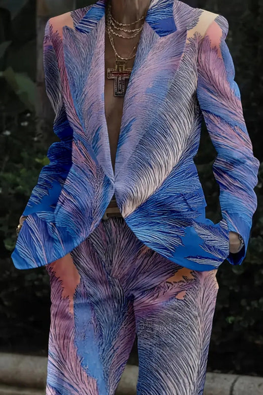 Conjunto informal de dos piezas con botones y cuello vuelto, manga larga (6 colores)