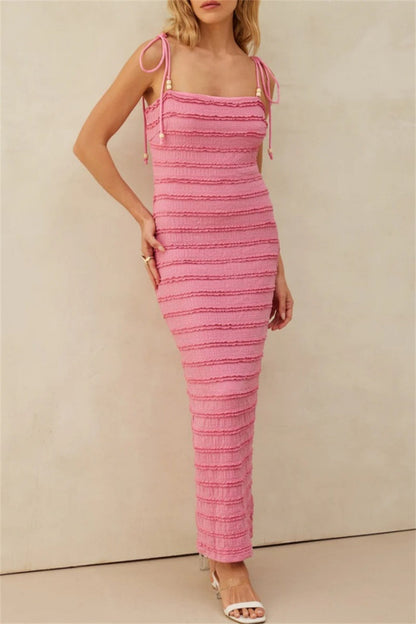 Vestidos largos sexis informales con tirantes finos, espalda descubierta y cinturón