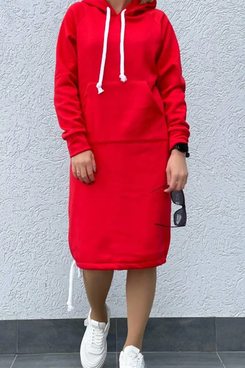 Vestidos casuales de manga larga con capucha y cordones (5 colores)