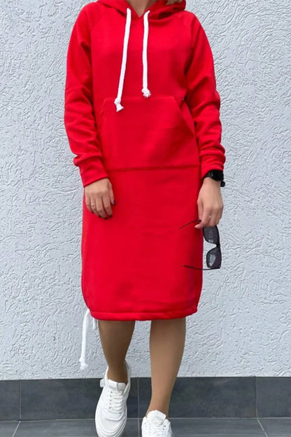 Vestidos casuales de manga larga con capucha y cordones (5 colores)